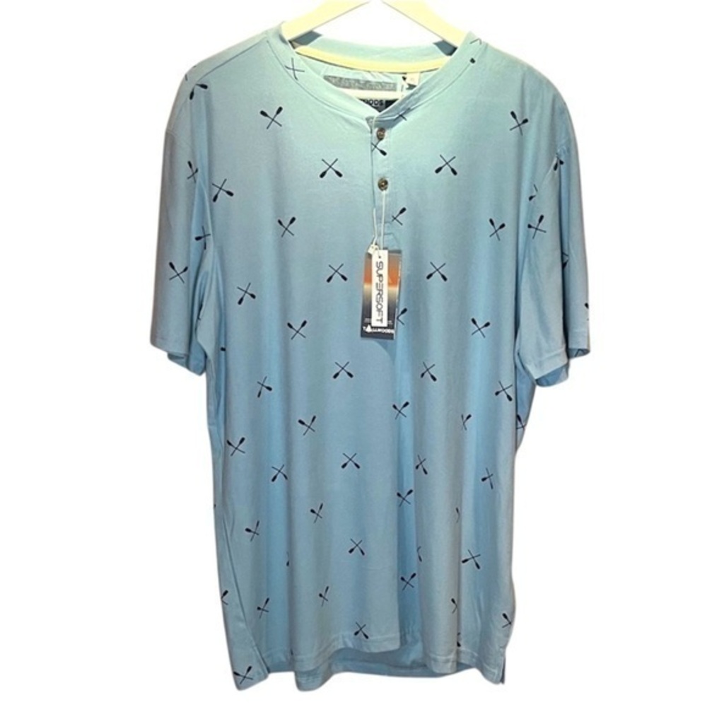 New Tallwoods Men’s Clear Sky Oars Crew Henley Shirt Supersoft Size XL NWT